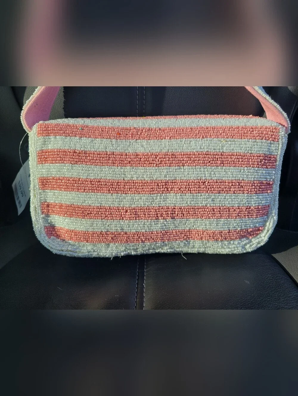 Beaded Lemon Pattern Shoulder Bag in Pink and Yellow - Picture 5 of 8